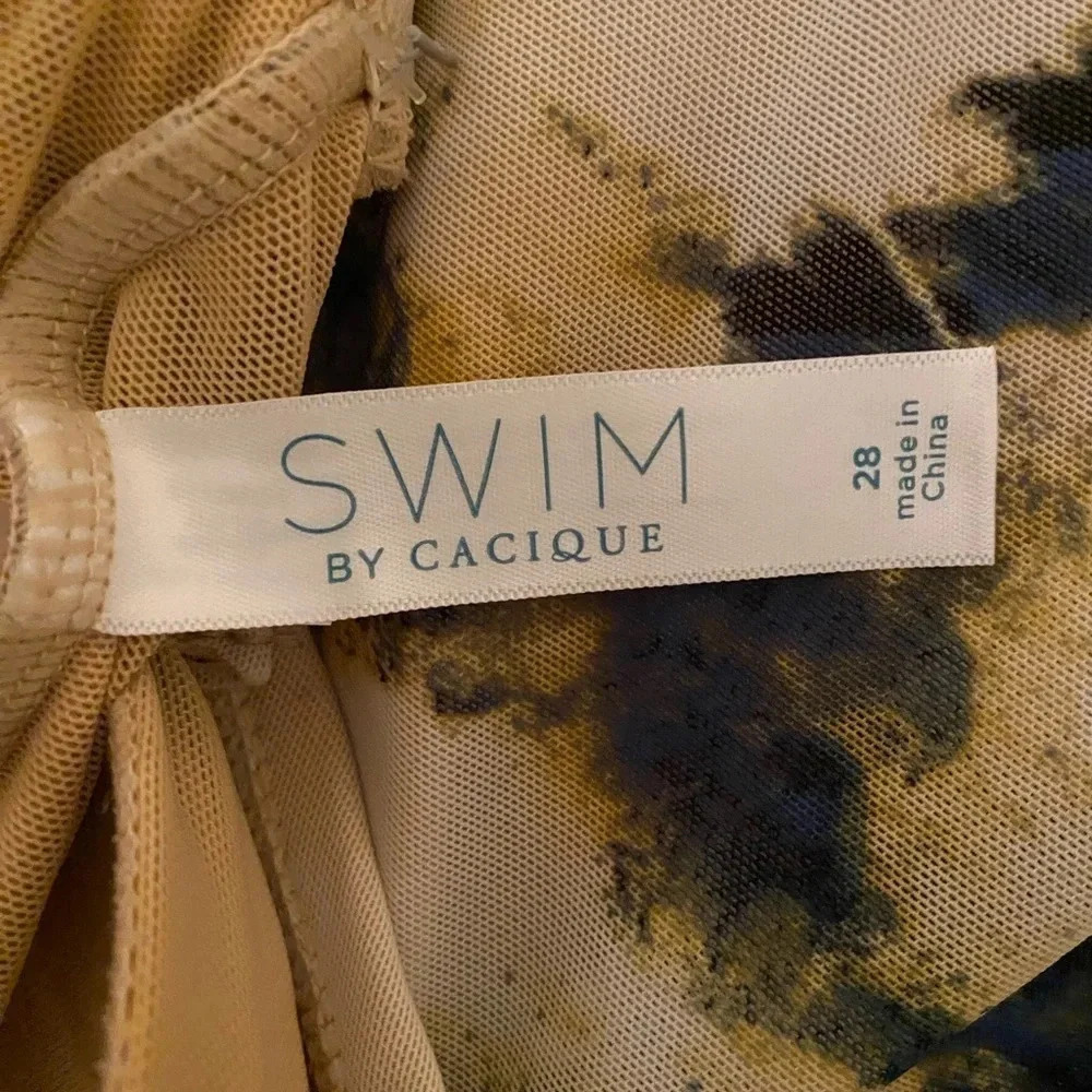SWIM BY CACIQUE Fly Away tie dye print style swim dress faux wrap NEW size 28 - Picture 7 of 11